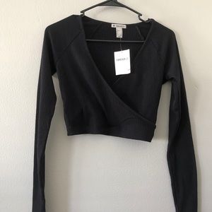 Long Sleeve Wrapped Cropped Top